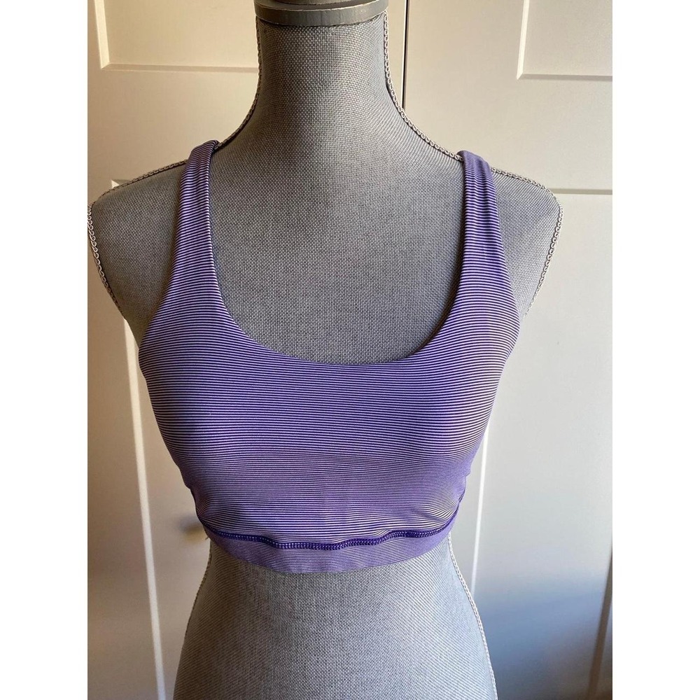 Lululemon Sports Bra Small-Medium Purple Energy BraWee Stripe Bruised Berry s1